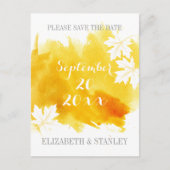 水モダン色の黄色の結婚式の日付を保存 案内ポストカード (正面)