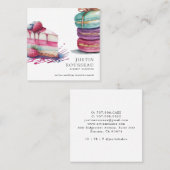 水モダン色はっきりしたデザートベーカー菓子シェフ スクエア名刺 (正面/裏面)