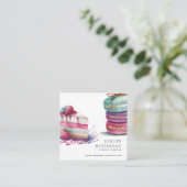 水モダン色はっきりしたデザートベーカー菓子シェフ スクエア名刺 (スタンド正面)