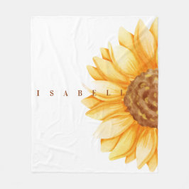水モダン色ひまわりパーソナライズされた名  フリースブランケット