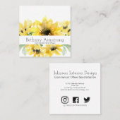 水モダン色ひまわり名刺 スクエア名刺 (正面/裏面)