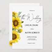 水モダン色ひまわり 招待状 (正面/裏面)