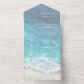 水モダン色アクアビーチ&シーノディナー オールインワン招待状 (内側)