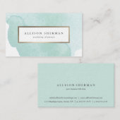 水モダン色アクアブルーシンプル 名刺 (正面/裏面)