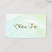 水モダン色アクアブルーレトロ波 名刺 (正面)