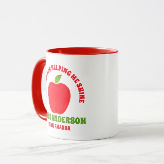 水モダン色アップル先生感謝していあなたがマグカップ マグカップ (正面左)