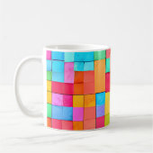 水モダン色アート名ブライトカラフルおもしろい コーヒーマグカップ (左)