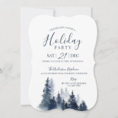 水モダン色アート青と白のクリスマス 招待状 (正面)