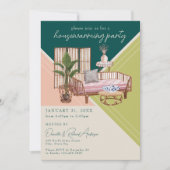 水モダン色アールデコ引っ越し祝いパーティーパーティー 招待状 (正面)