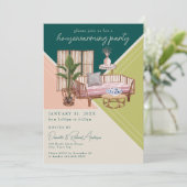 水モダン色アールデコ引っ越し祝いパーティーパーティー 招待状 (スタンド正面)