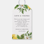 水モダン色イエローレモン&リーフ ギフトタグ (正面)