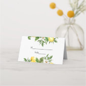 水モダン色イエローレモン&リーフ プレイスカード (正面)