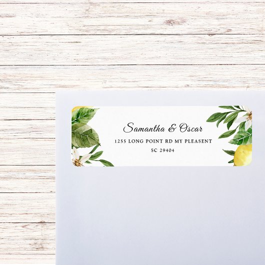 水モダン色イエローレモン&リーフ ラベル