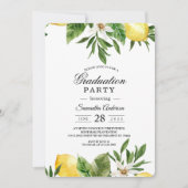 水モダン色イエローレモン&リーフ 招待状 (正面)