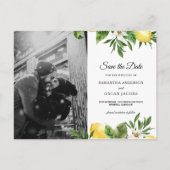 水モダン色イエローレモン&リーフ 案内ポストカード (正面)