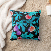 水モダン色イチジクの果実オンブラック装飾用クッション クッション (ブランケット)