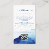 水モダン色インディゴブルー結婚ズ詳細 エンクロージャーカード (正面)