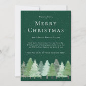 水モダン色ウッドランド雪ビジネスのクリスマス シーズンカード (正面)
