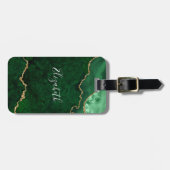 水モダン色エレガント大理石ヘードグリーン金ゴールド ラゲッジタグ (正面横)