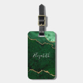 水モダン色エレガント大理石ヘードグリーン金ゴールド ラゲッジタグ (正面縦)