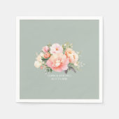 水モダン色エレガント牡丹セージ緑結婚色 スタンダードカクテルナプキン (正面)