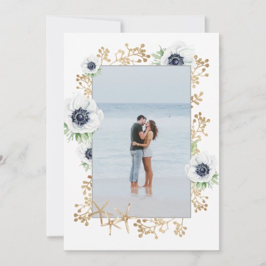 水モダン色エレガントAnemone Flower写真 セーブザデート (正面)