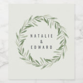 水モダン色オリーブリースス結婚セージ ワインラベル (シングルラベル)