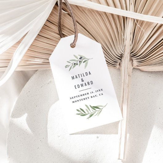 水モダン色オリーブ植物性結婚式の引き出物ギ ギフトタグ