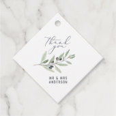 水モダン色オリーブ植物性結婚式の引き出物ギ フェイバータグ (正面)