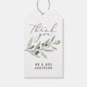 水モダン色オリーブ植物性結婚式の引き出物 ギフトタグ (正面)