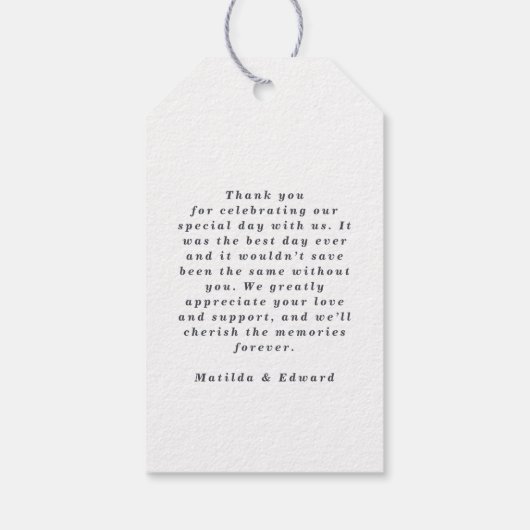 水モダン色オリーブ植物性結婚式の引き出物 ギフトタグ (裏面)