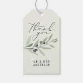 水モダン色オリーブ植物性結婚式の引き出物 ギフトタグ (正面)