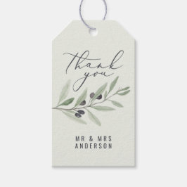 水モダン色オリーブ植物性結婚式の引き出物 ギフトタグ