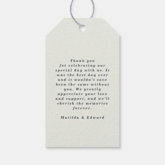 水モダン色オリーブ植物性結婚式の引き出物 ギフトタグ (裏面)