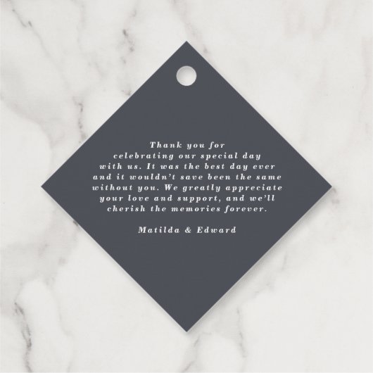 水モダン色オリーブ植物性結婚式の引き出物 フェイバータグ (裏面)