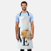 水モダン色オレンジカボチャ エプロン (着用した状態)