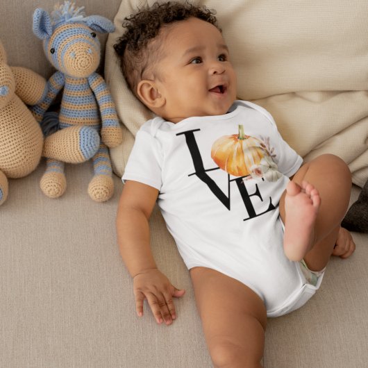 水モダン色オレンジカボチャ ベビーボディスーツ