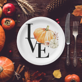 水モダン色オレンジカボチャ ペーパープレート