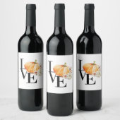 水モダン色オレンジカボチャ ワインラベル (ボトル)