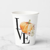 水モダン色オレンジカボチャ 紙コップ (裏面)