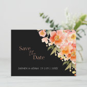 水モダン色オレンジピーチフローラ結婚ズ セーブザデート (スタンド正面)