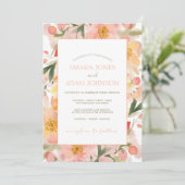 水モダン色オレンジピーチフローラ結婚ズ 招待状 (スタンド正面)