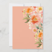 水モダン色オレンジピーチフローラ結婚ズ 招待状 (裏面)