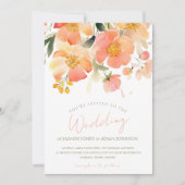 水モダン色オレンジピーチフローラ結婚ズ 招待状 (正面)