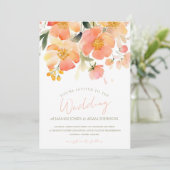 水モダン色オレンジピーチフローラ結婚ズ 招待状 (スタンド正面)