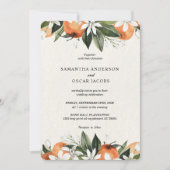 水モダン色オレンジ&葉美しい 招待状 (正面)