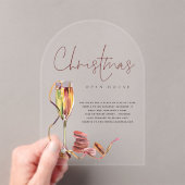 水モダン色オープンハウスクリスマスアクリル アクリル招待状 (インサイチュ (ポータブル))