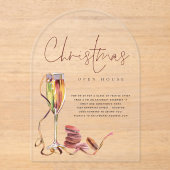 水モダン色オープンハウスクリスマスアクリル アクリル招待状 (正面)