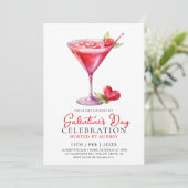水モダン色カクテルガレンティンの日パーティー 招待状 (スタンド正面)