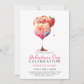 水モダン色カクテルガレンティンの日パーティー 招待状 (正面)